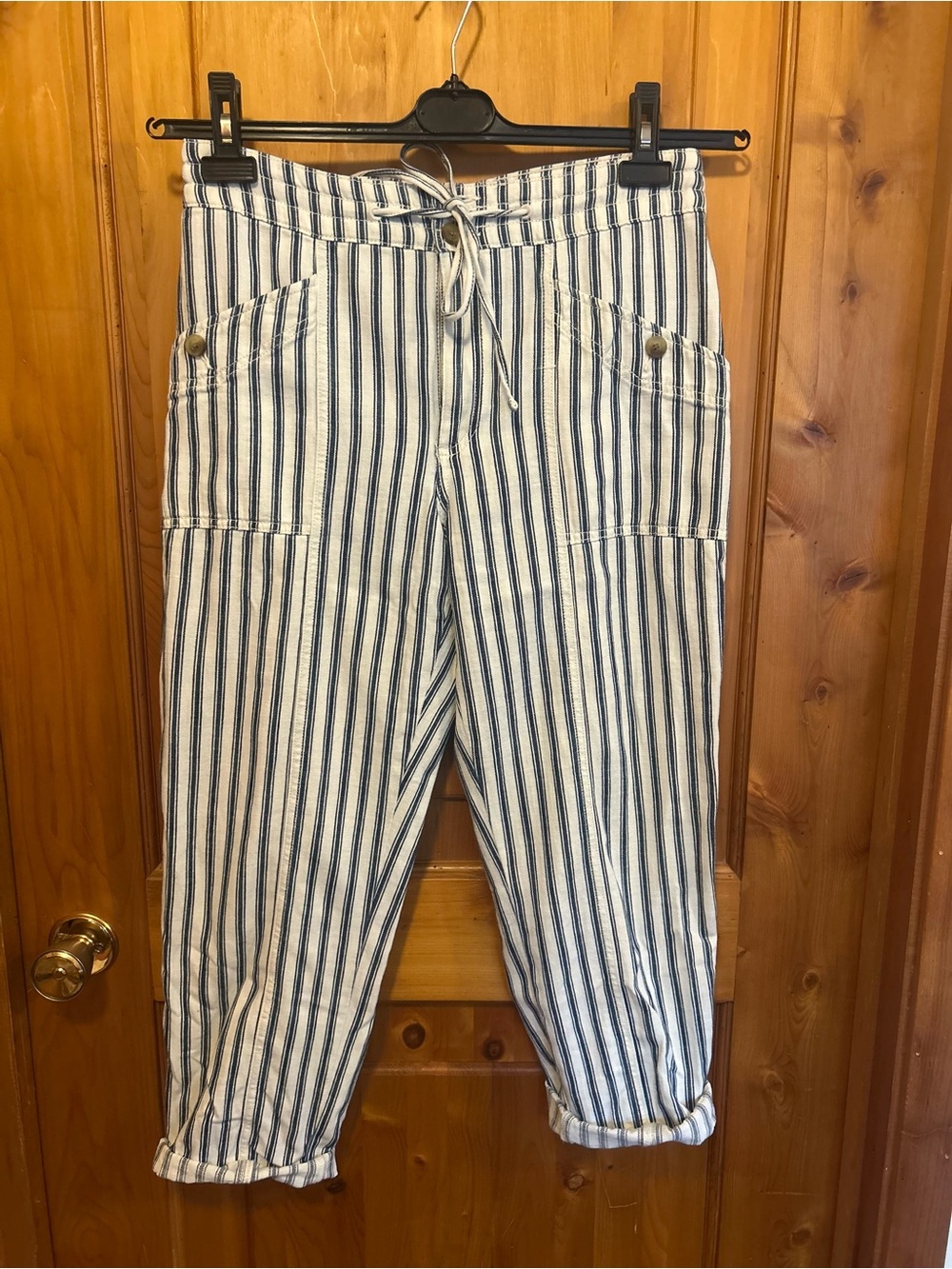 American Eagle Outfitters Striped Blue & White Women’s Drawstring Pants